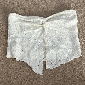 White Lace Strapless Top